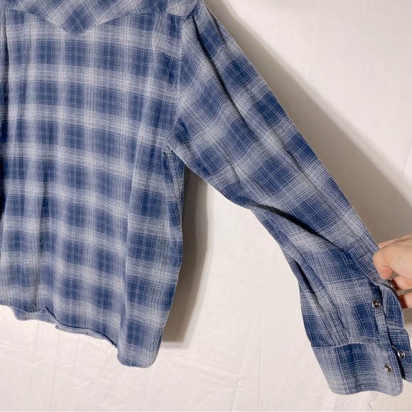 Wind River Blue Grey Cotton Plaid Long Sleeve Button Up Shirt L - Picture 12 of 14